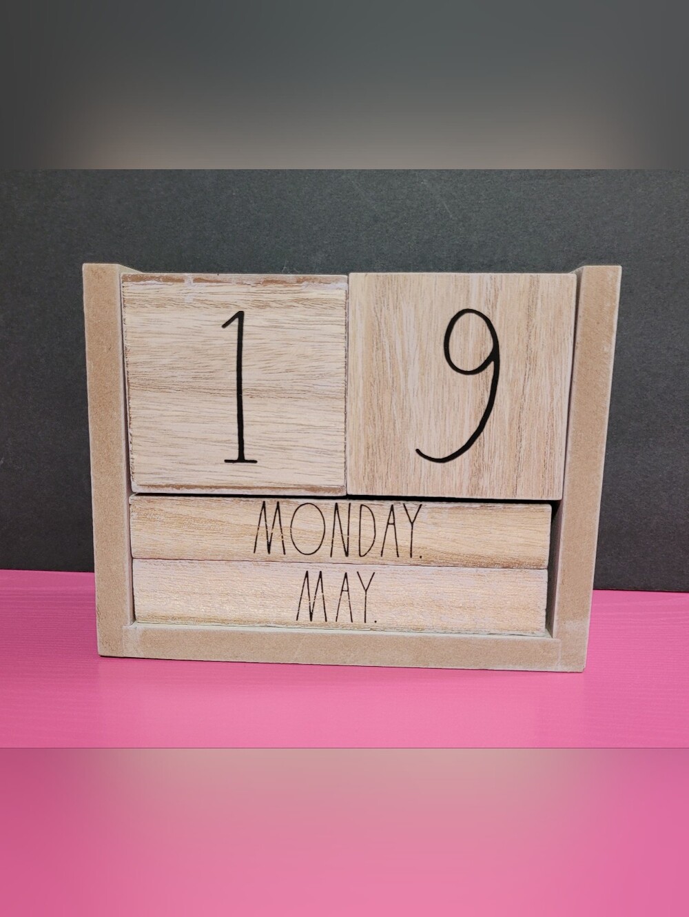 Rae Dunn Wooden Perpetual Desk Calendar - Natural (1221)